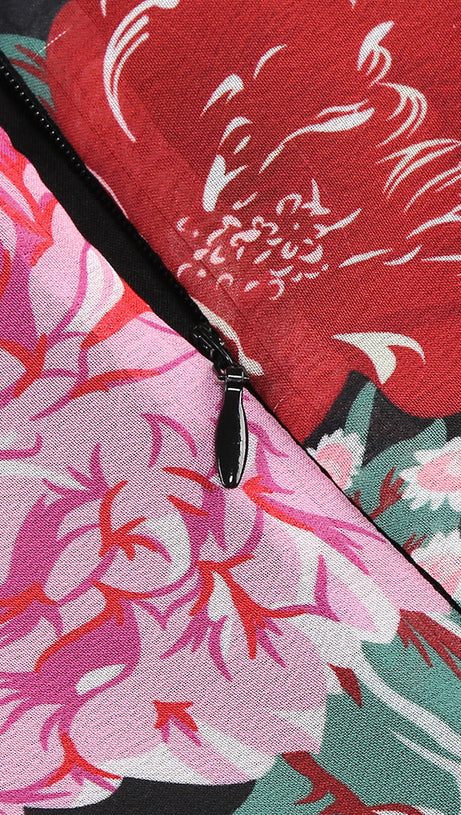 BASIA FLORAL PRINT RUFFLE TRIM HEM PUFF MINI DRESS