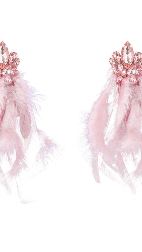 RHINESTONE FEATHER EARRINGS