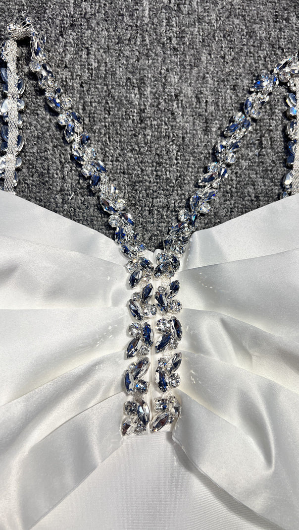 AIIZIE WHITE FANTASY RHINESTONE EMBELLISHED OFF SHOULDER DRESS - product image