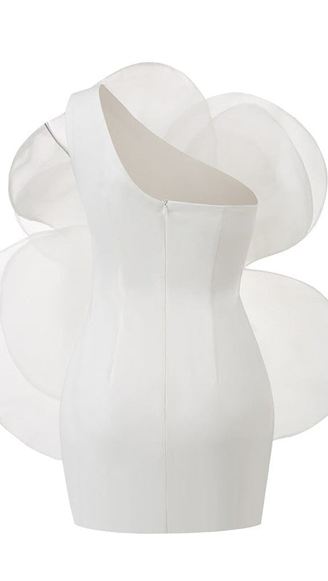 ONE SHOULDER FLOWER MINI DRESS