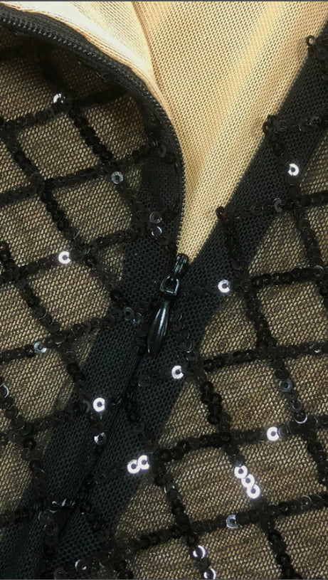 BOW DETAIL SEQUIN MAXI DRESS BLACK