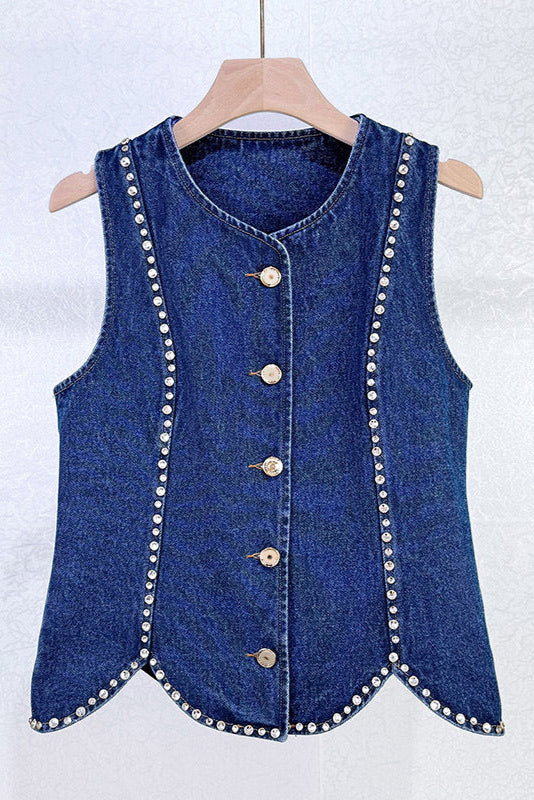 Strass-Jeanstop in Blau