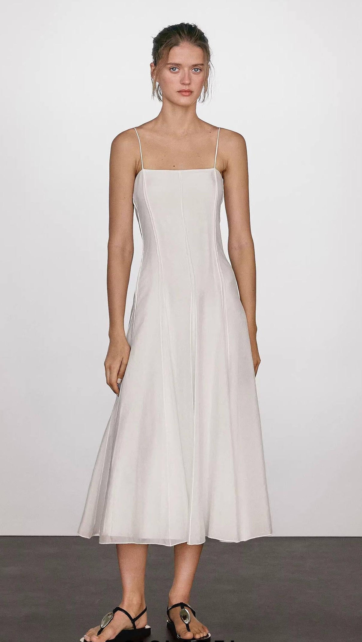 AIIZIE white off-shoulder drape long slip dress - product image