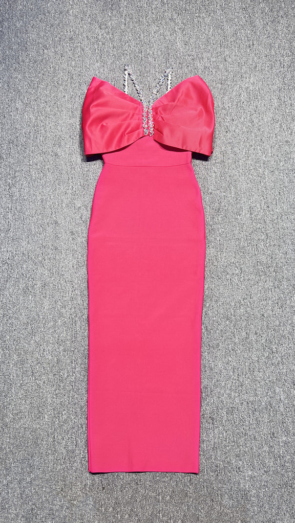 AIIZIE FUCHSIA FANTASY RHINESTONE EMBELLISHED OFF SHOULDER DRESS - product image