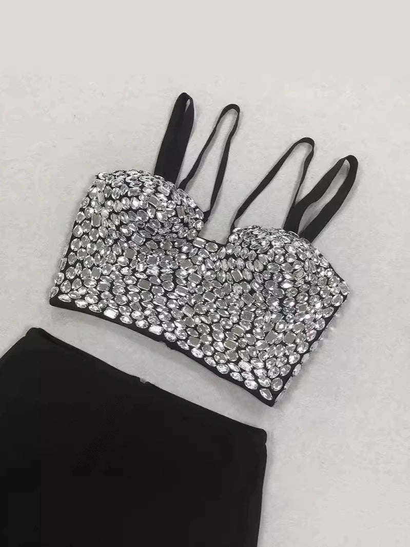 AIIZIE CRYSTAL-EMBELLISHED CROP TOP SKIRT SUIT - product image