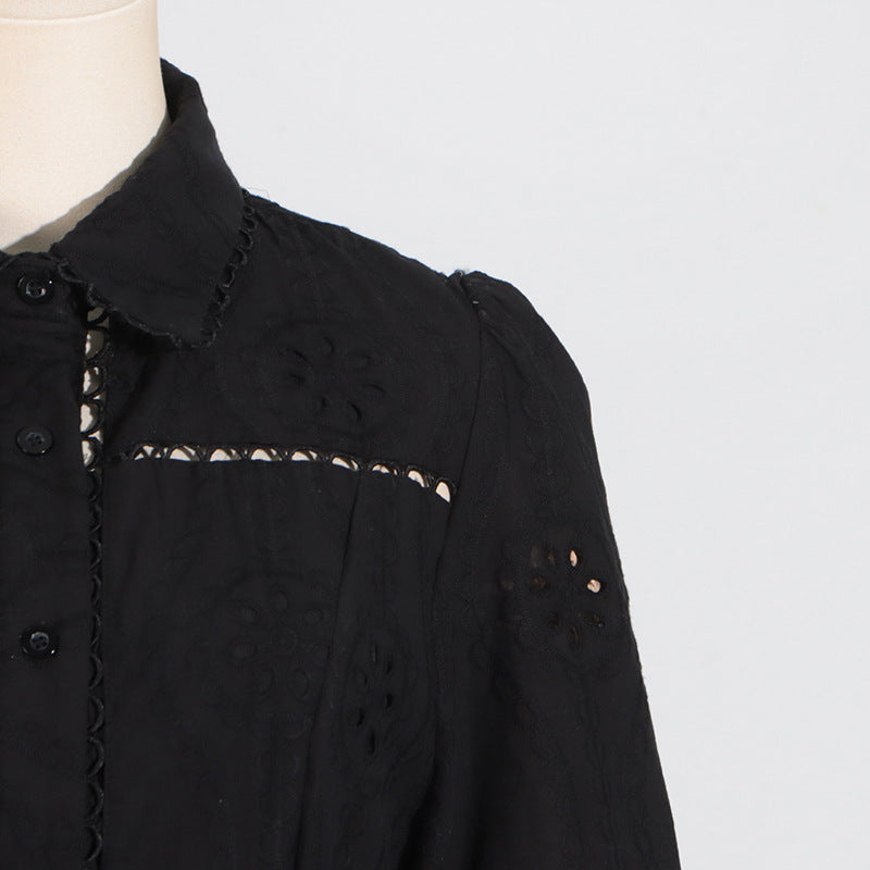 ABITO MIDI RETRO MONOPETTO IN PIZZO CAVO NERO