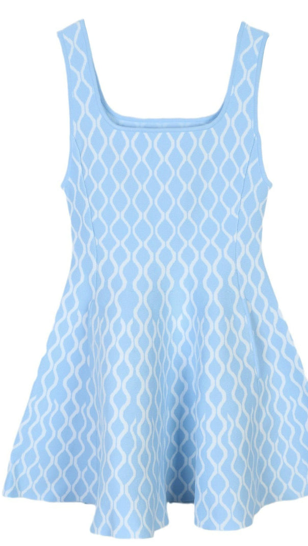 SUSIE BLUE JACQUARD KNIT MINI DRESS