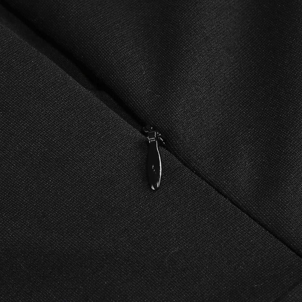 AIIZIE HALTER PEARL CRYSTAL-TRIM GOWN IN BLACK - product image