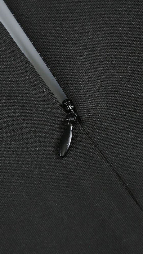 BERNICE LONG SLEEVE DRAPED EMBELLISHED MAXI DRESS IN BLACK