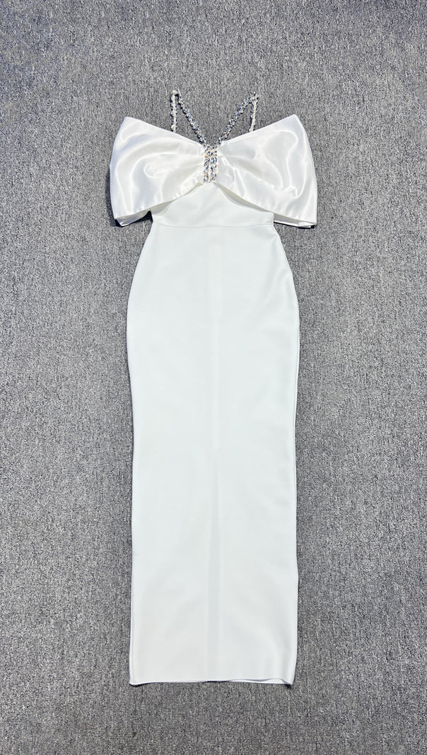 AIIZIE WHITE FANTASY RHINESTONE EMBELLISHED OFF SHOULDER DRESS - product image
