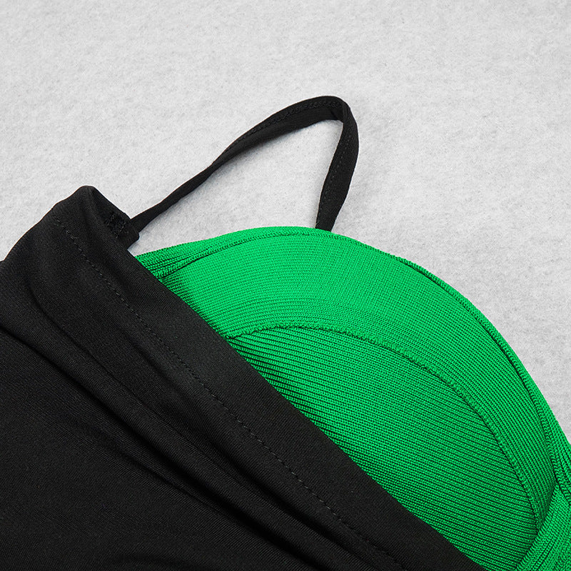 Französisches schwarzes Sling-Kleid aus Strickbandage 