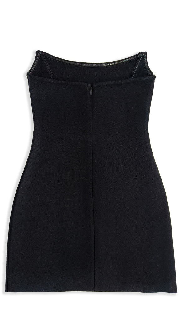 AIIZIE BANDAGE RHINESTONE MINI DRESS SHORT BLACK - product image
