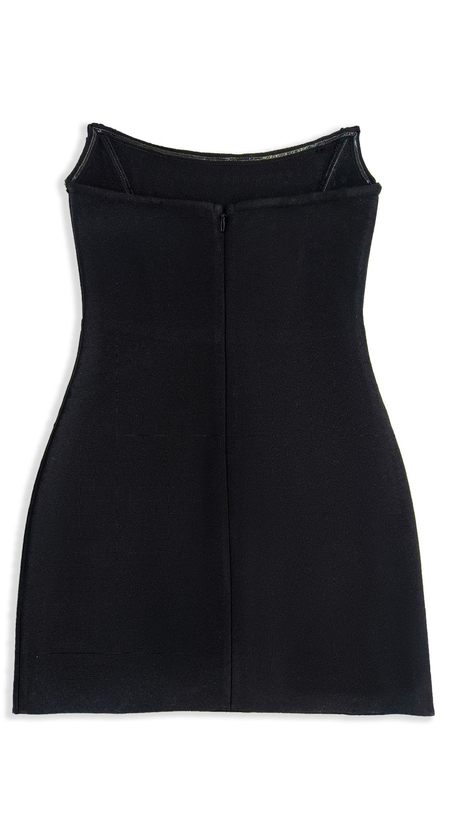 MINI ABITO CORTO CON BENDAGGI E STRASS NERO