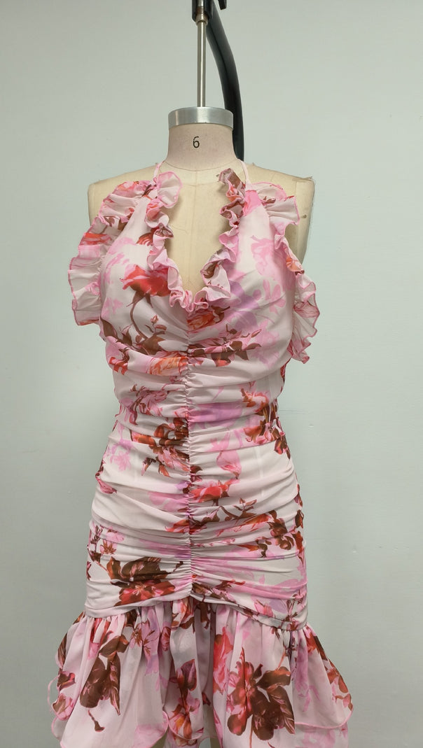 AIIZIE ARICES FLORAL STRETCH TULLE SLEEVELESS MINI DRESS - product image