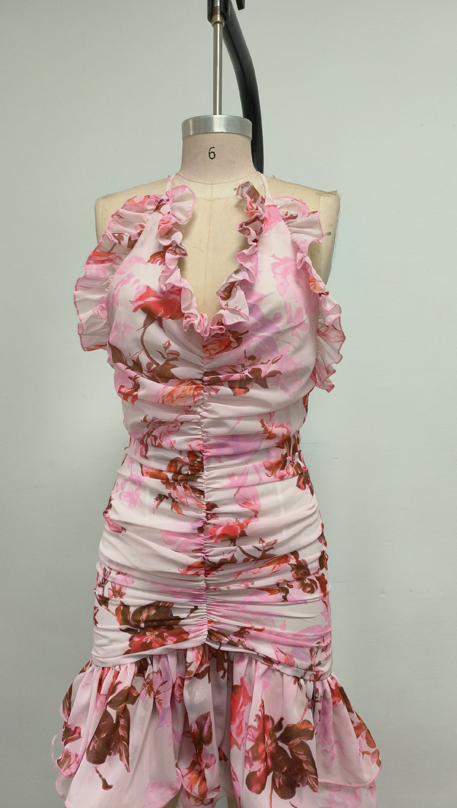 ARICES FLORAL STRETCH TULLE SLEEVELESS MINI DRESS