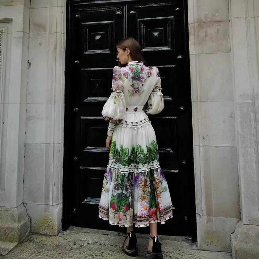 CORNELIA MULTICOLOR FLORAL PATTERN MAXI DRESS