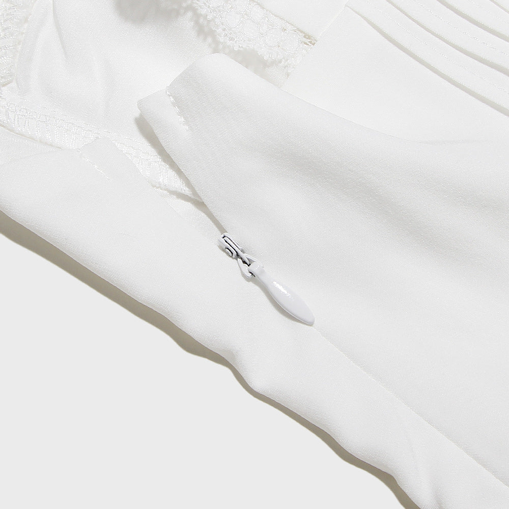 MINI ABITO CON CORSETTO IN PIZZO BIANCO 