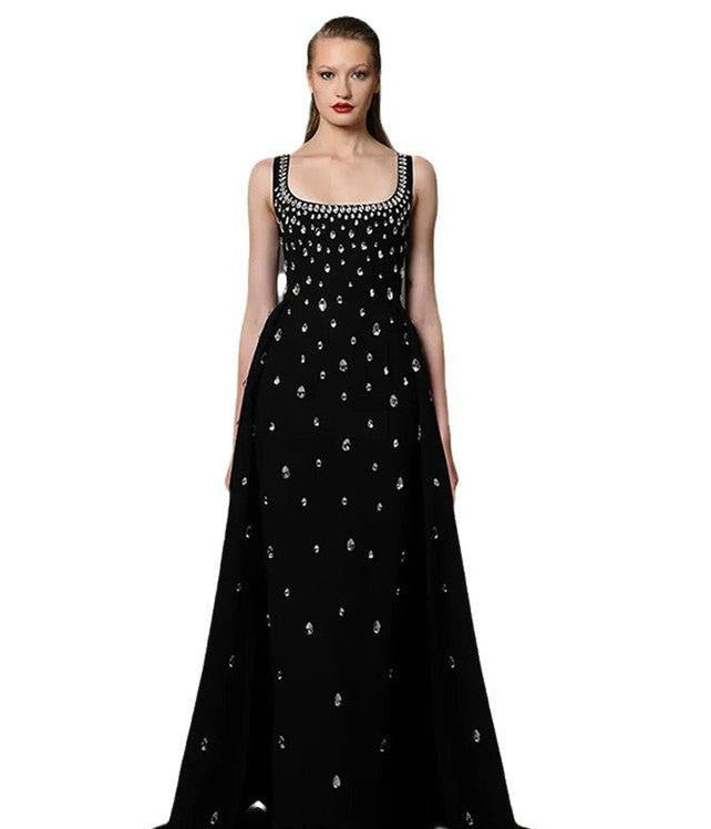 yellow beaded diamond sleeveless vest dress