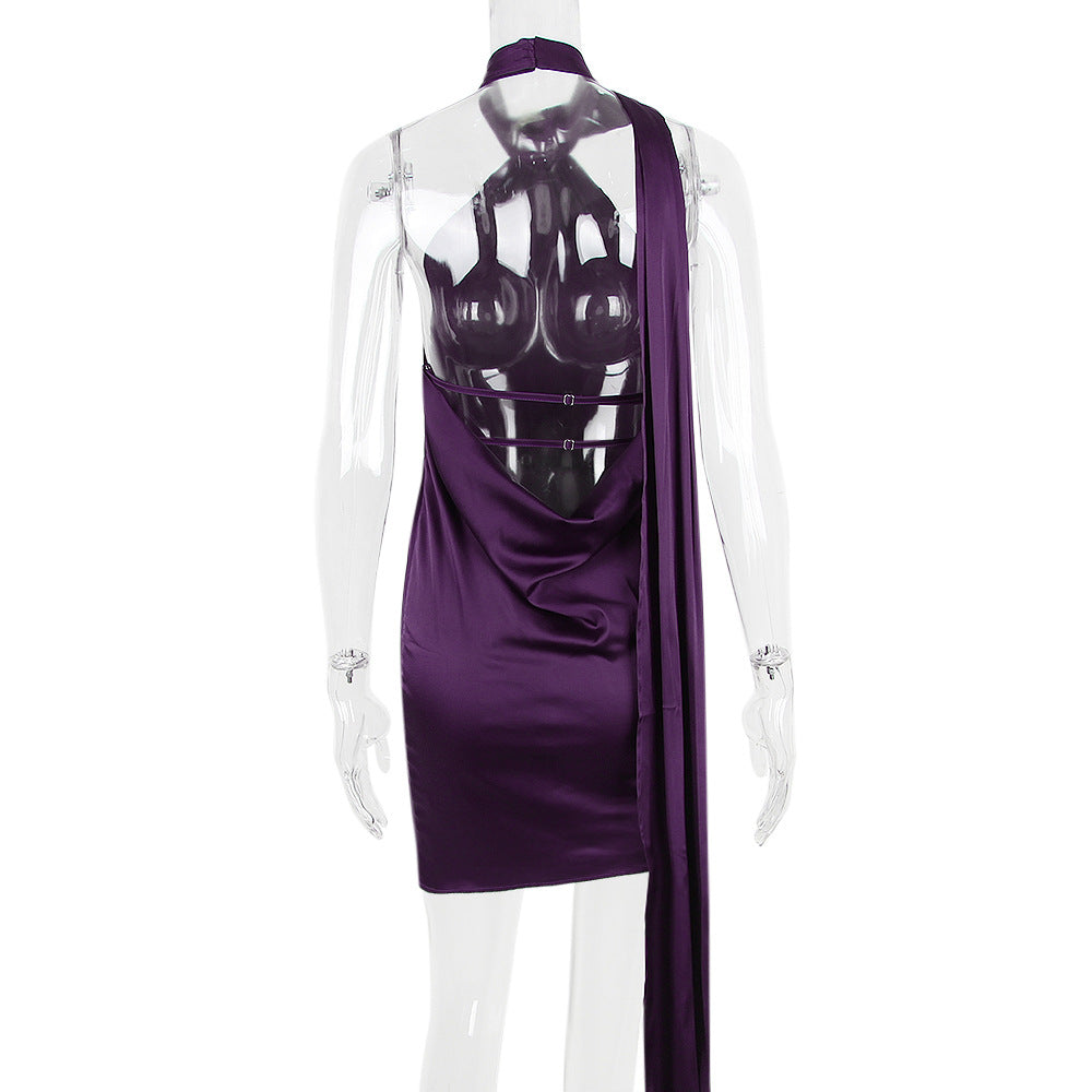 AIIZIE WRAP NECK DRESS IN NIGHT SHADE - product image