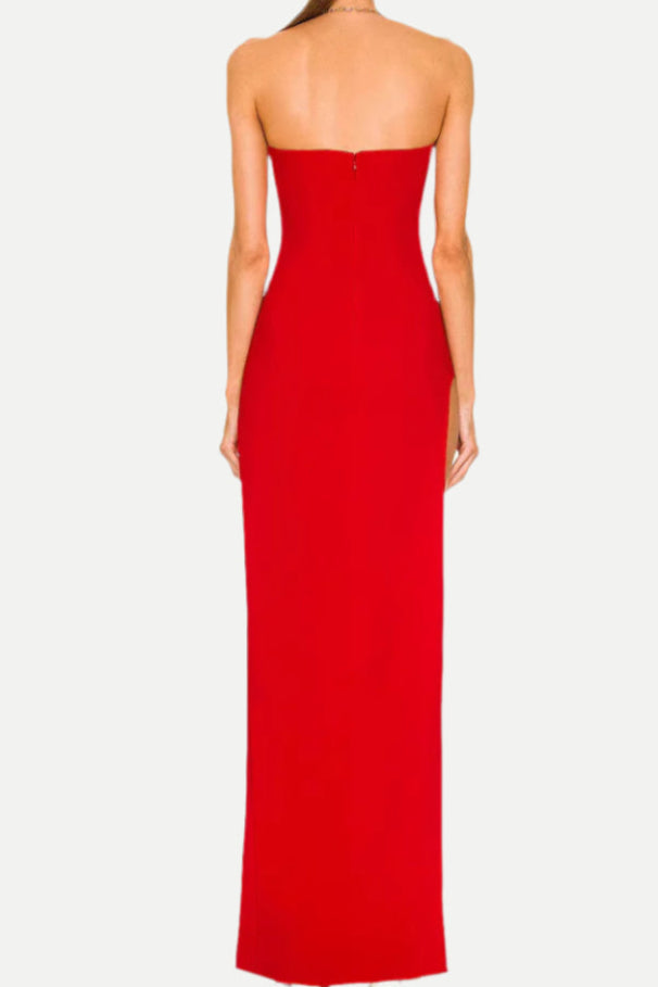 AIIZIE TUBE SLIT STRAPLESS GOWN IN RED - product image