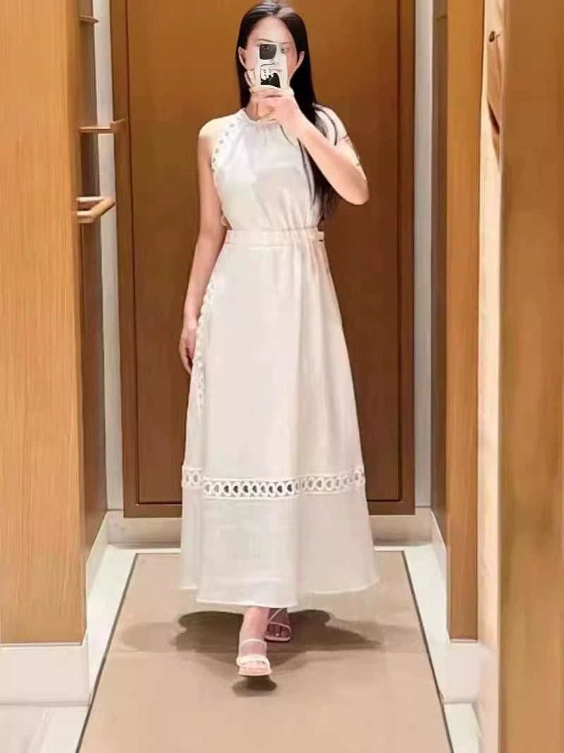 AIIZIE CORALIE HEART LACE MIDI DRESS IN WHITE - product image