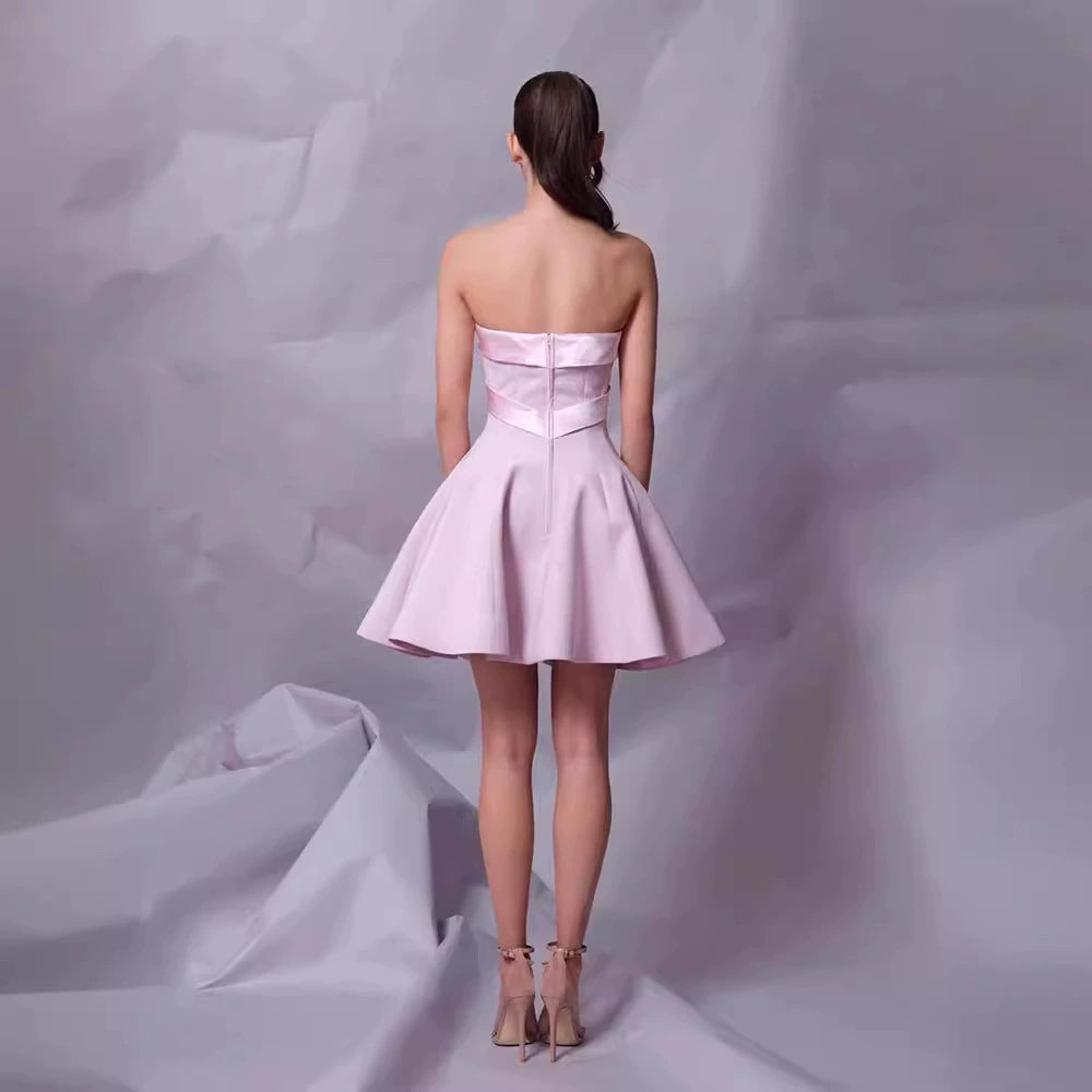 AIIZIE BOW STRAPLESS MINI DRESS IN PINK - product image