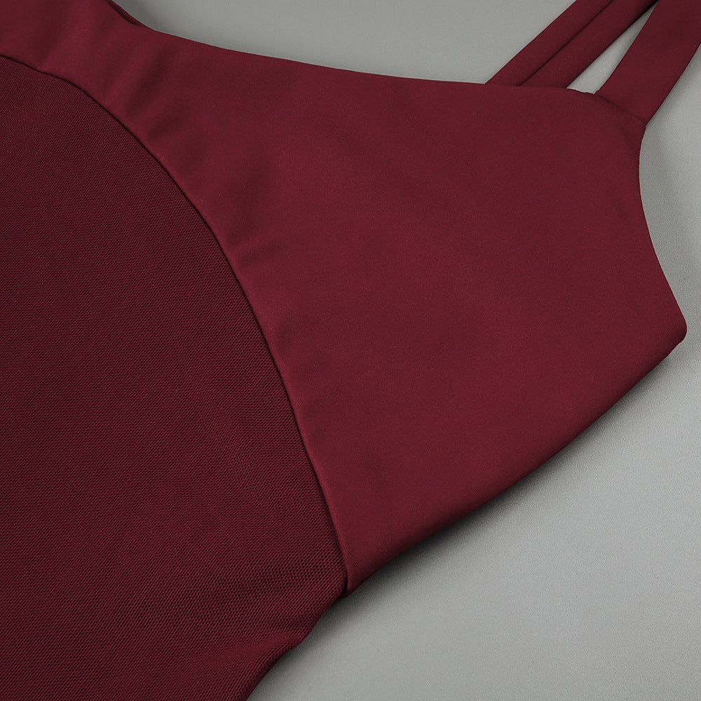 Curve Maxikleid aus transparentem Strick in Merlot