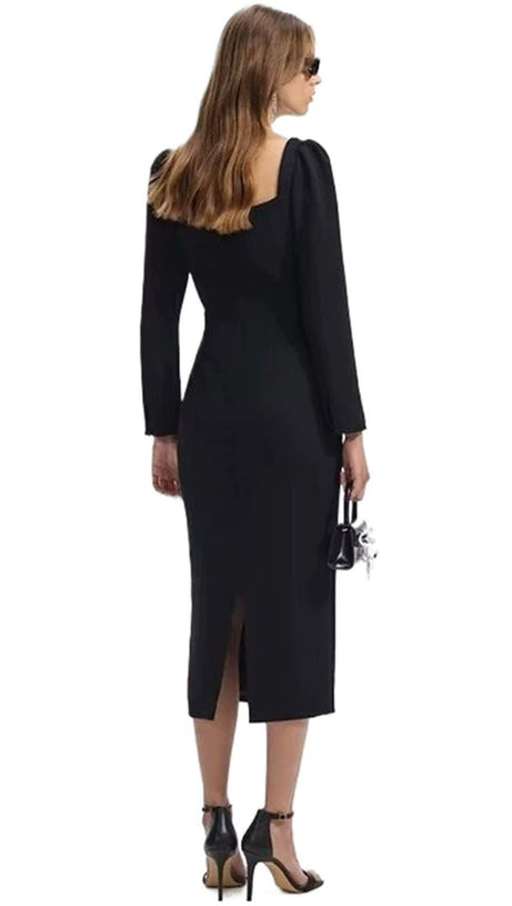 DIAMANTE BOW MIDI DRESS