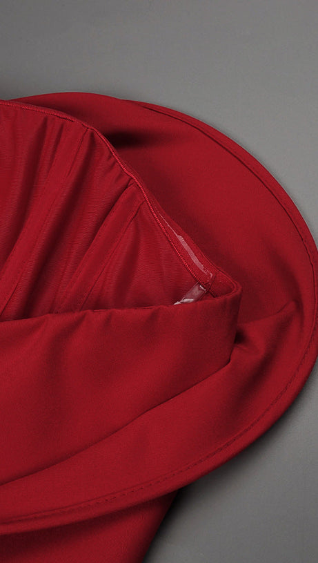 MINI ABITO SCULTURAL ROSE ROSSO