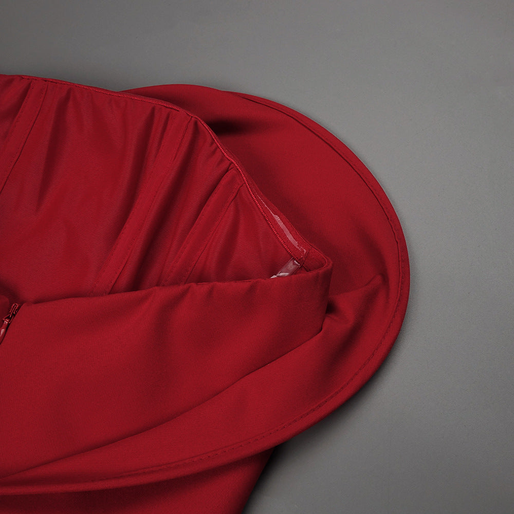AIIZIE SCULPTURAL ROSE MINI DRESS IN RED - product image