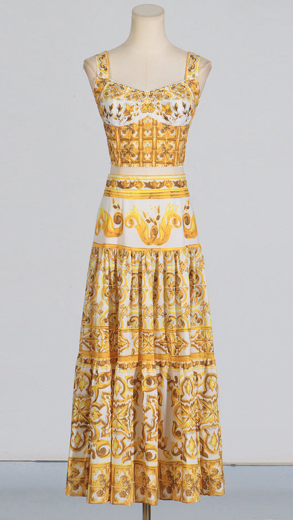 AIIZIE LORRAINE PRINT COTTON POPLIN RUFFLES MAXI DRESS - product image