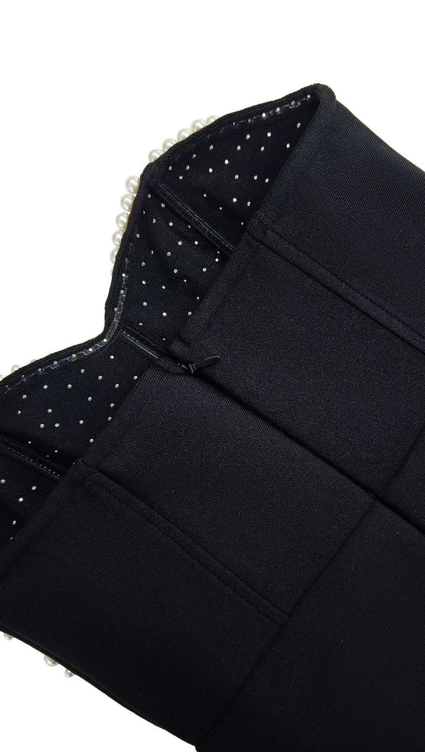 AIIZIE PEARL BANDAGE MAXI DRESS TUBE TOP FISHTAIL BLACK - product image