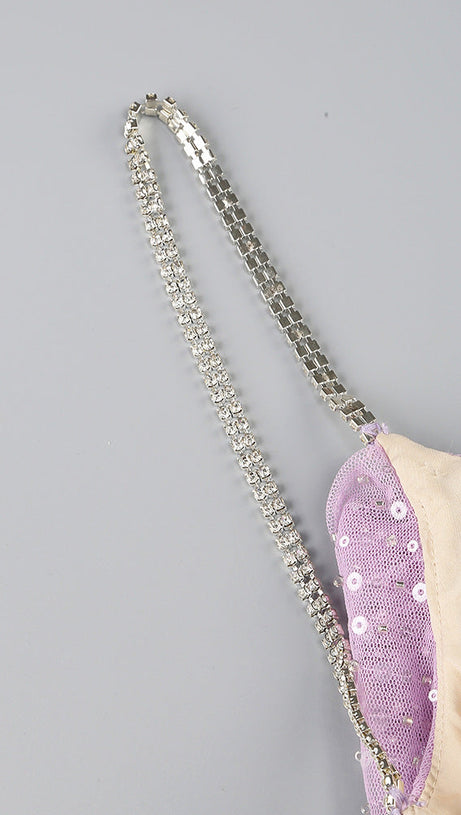 SEQUIN GLITTERING MAXI DRESS IN PALE PURPLE