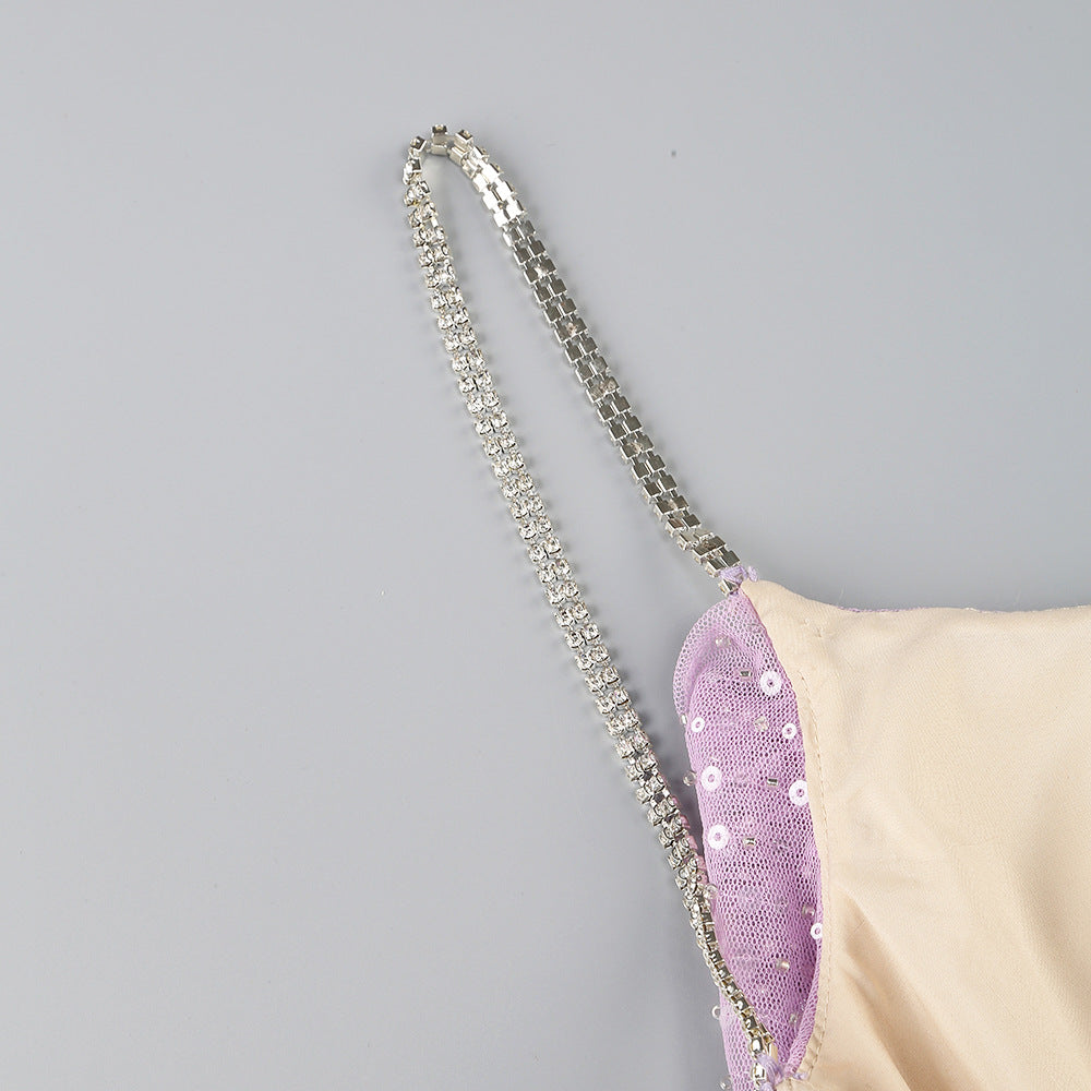 Glitzerndes Maxikleid mit Pailletten in Helllila