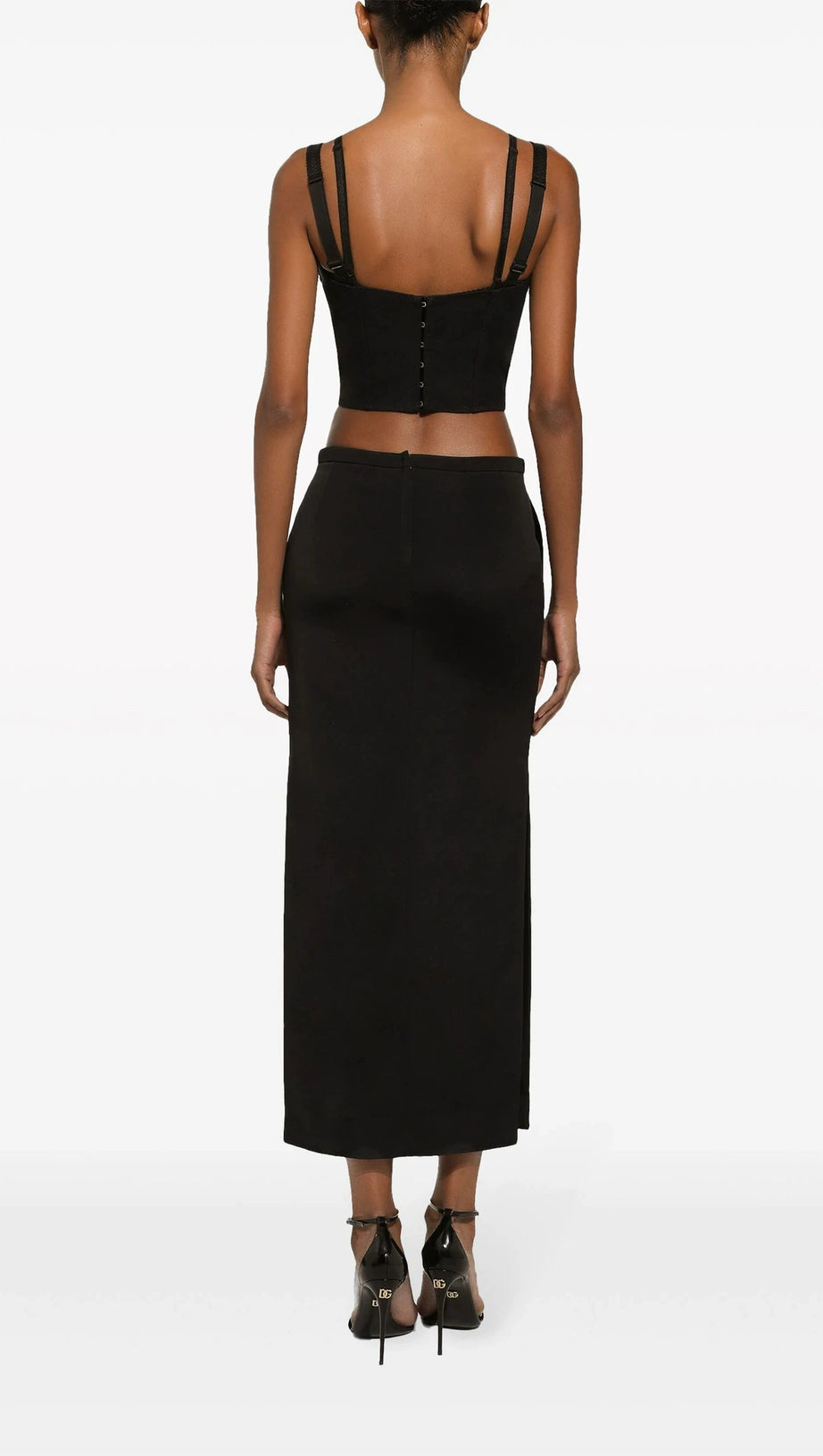 CRYSTAL-VERZIERTER CROP-TOP-ROCK-ANZUG