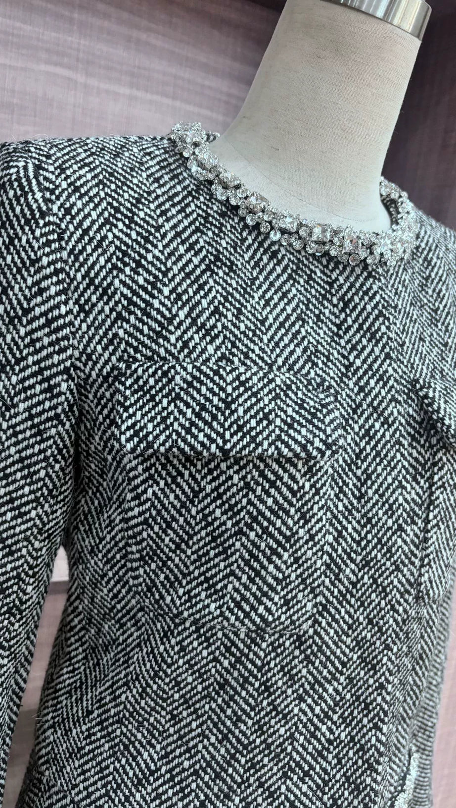 BERYL RHINESTONE EMBELLISHMENT JACKET IN BLACK