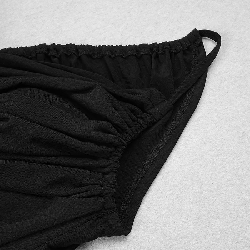 Französisches schwarzes Sling-Kleid aus Strickbandage 