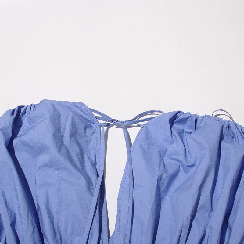 ABITO MIDI CON APPLICAZIONI PATCHWORK BLU