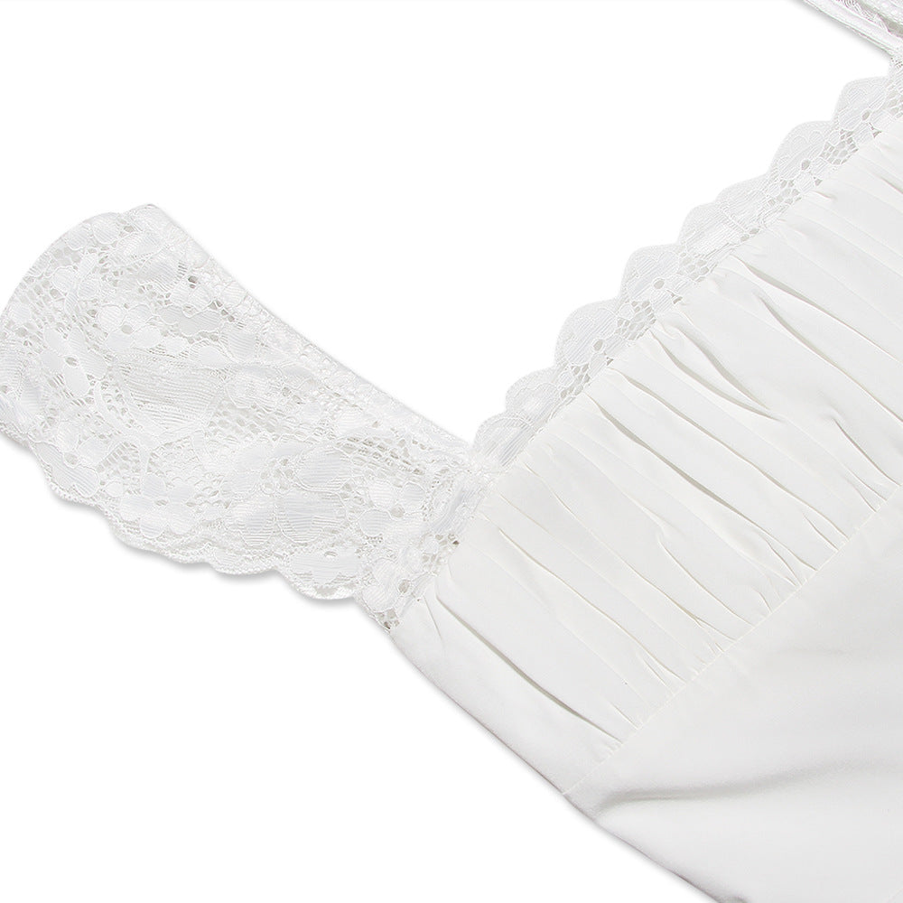 AIIZIE SATIN LACE MINI DRESS - product image