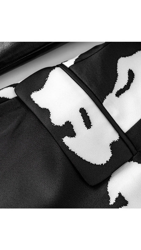 DAMASK DRIPPING BLAZER MINI DRESS IN BLACK