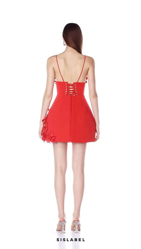 lyuba 3d flower embellished A-line mini dress - red