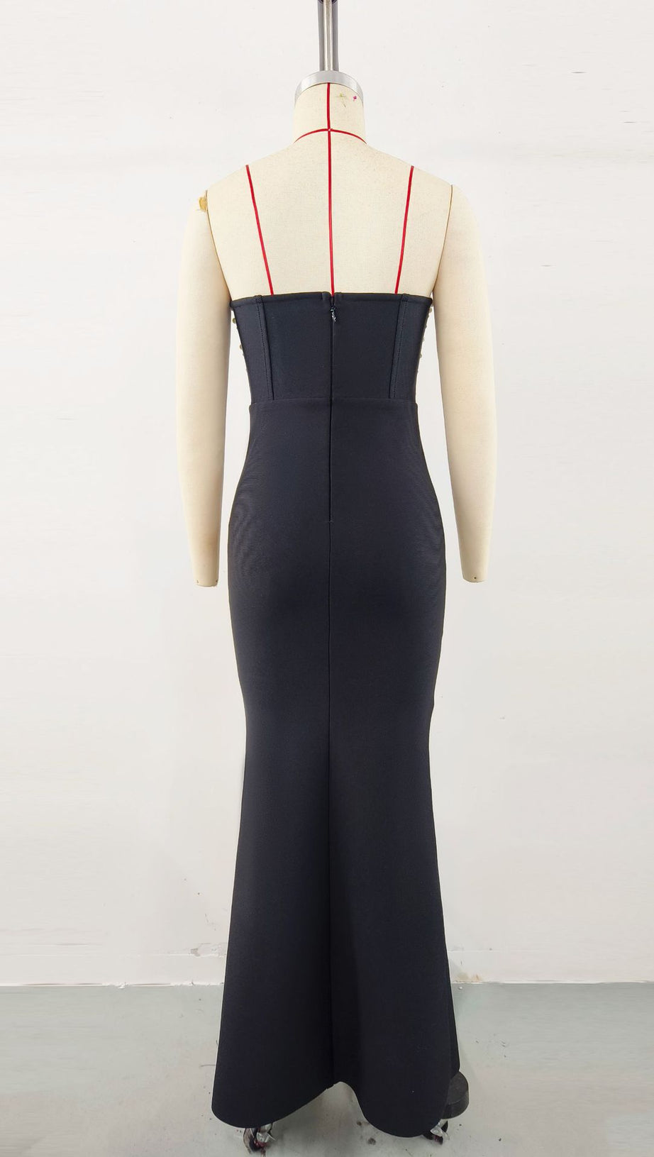 Pearl Bandage Maxikleid Tube Top Fishtail Schwarz 