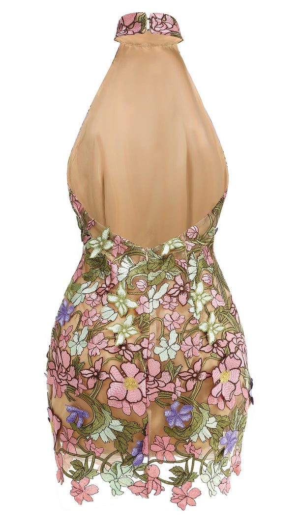 Minikleid mit Neckholder und Blumenmuster „Ursula“