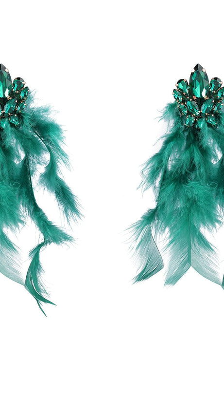 RHINESTONE FEATHER EARRINGS
