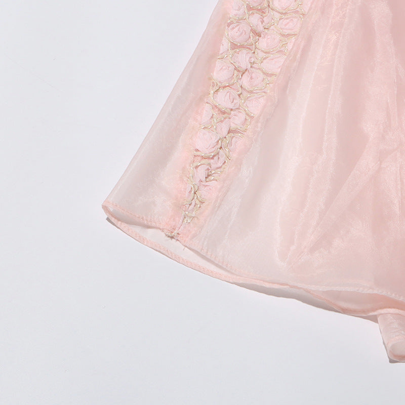 SYLVIA PINK – Ärmelloses Midikleid mit Stickereien