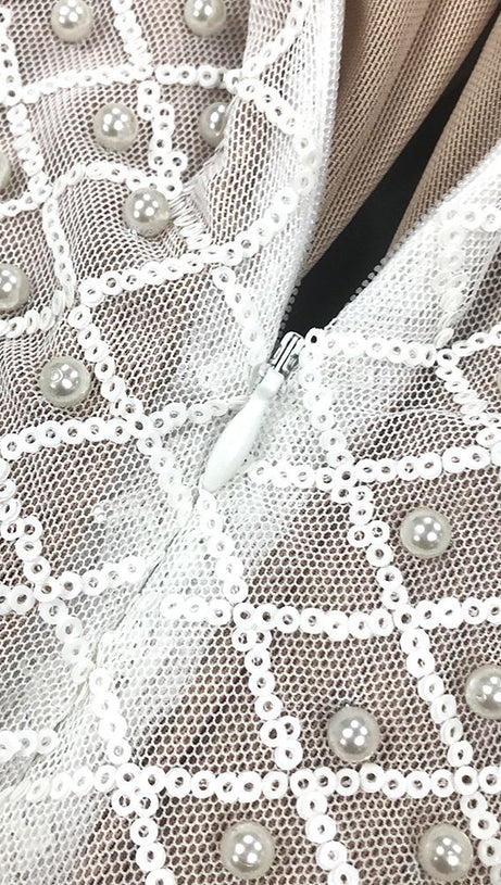 SEXY TUBE TOP MINI DRESS WITH PEARL EMBELLISHMENT