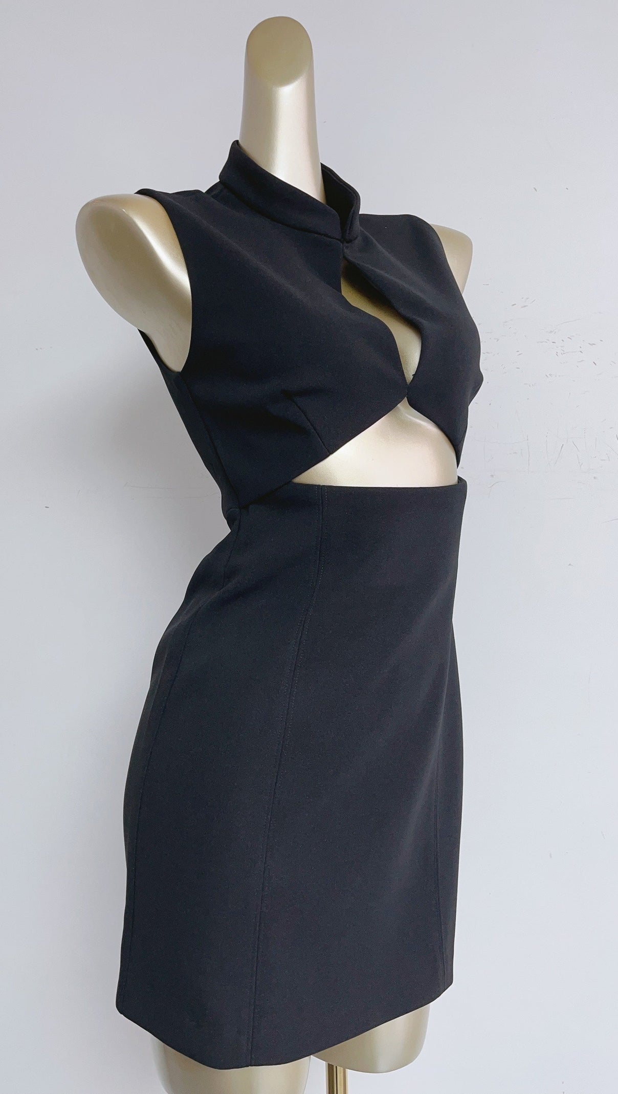 AIIZIE STAND COLLAR CUTOUT MINI DRESS IN BLACK - product image