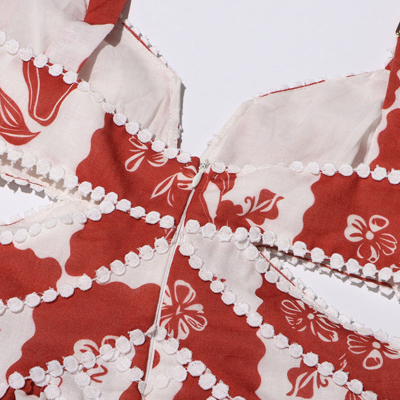 ABITO CON STAMPA MULTICOLORE E SCOLLO A V