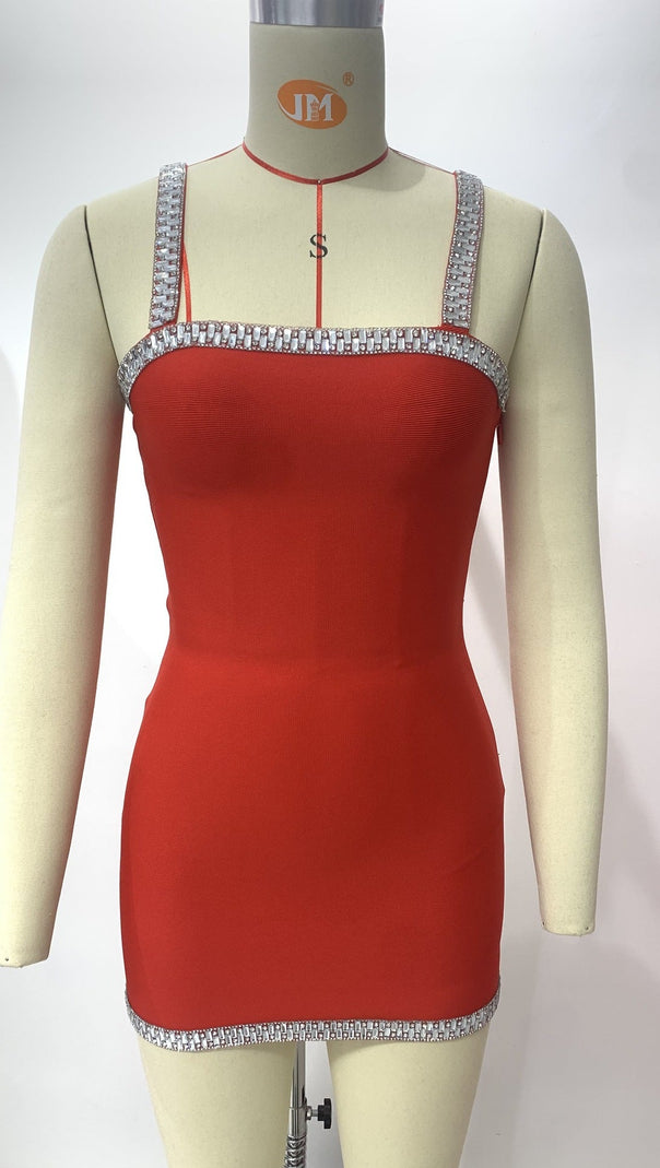 AIIZIE REGINA CRYSTAL-EMBELLISHED MINI DRESS IN RED - product image