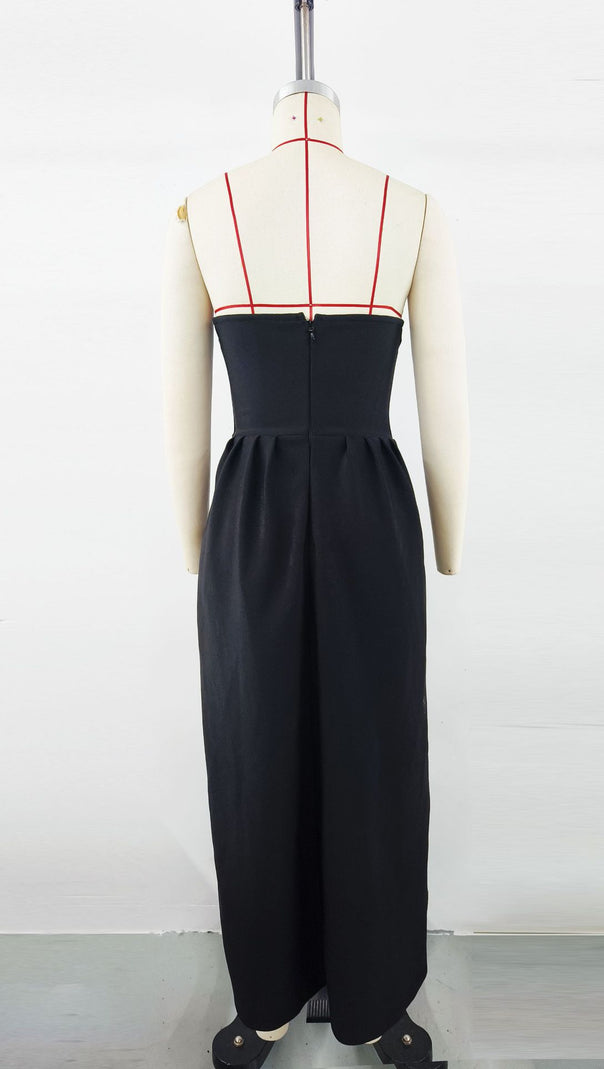 AIIZIE ENID SLEEVELESS DIAMOND SLIT BANDAGE MAXI DRESS BLACK - product image
